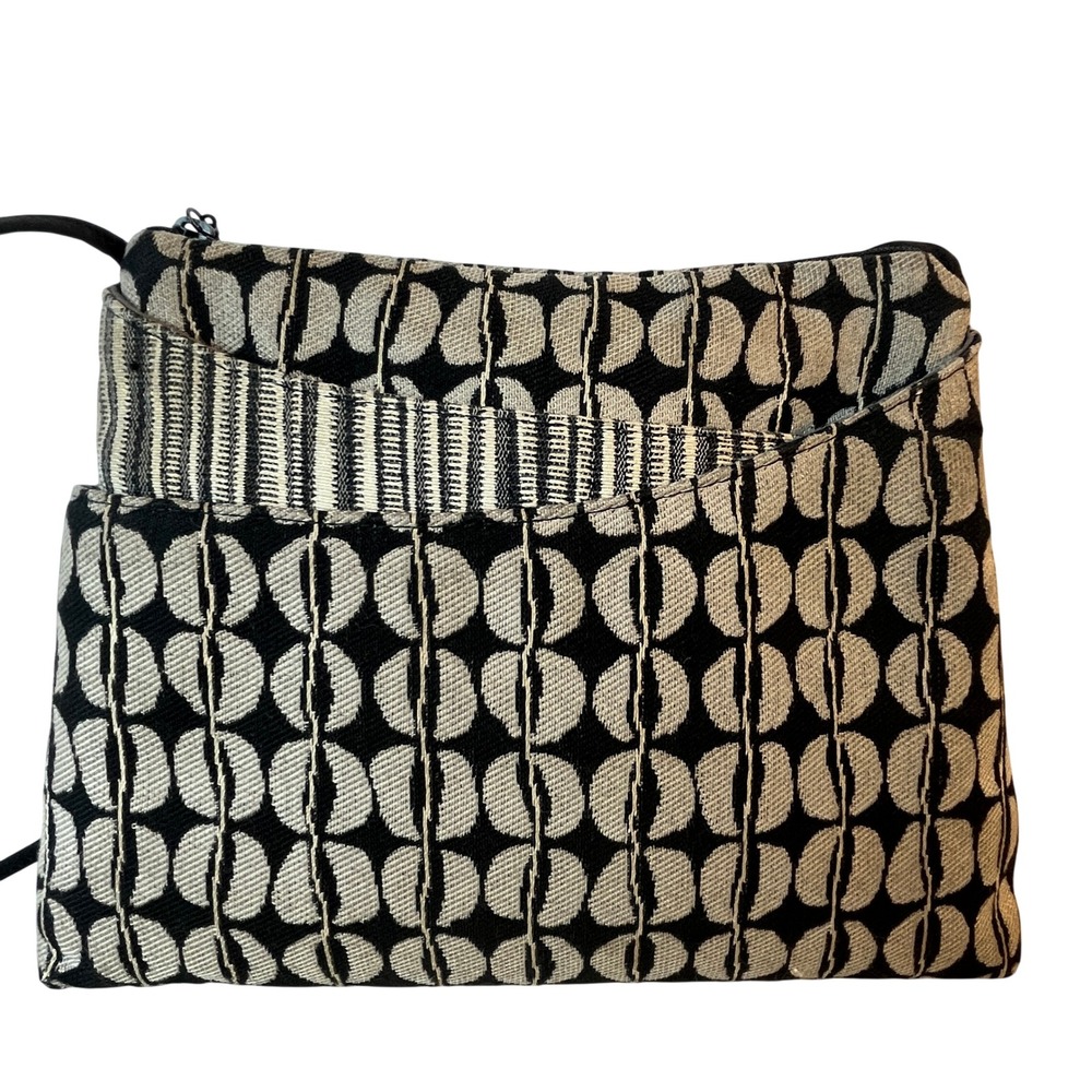 Maruca Handmade Boulder CO Geometric Jacquard Crossbody Bag Black‎ Cream USA